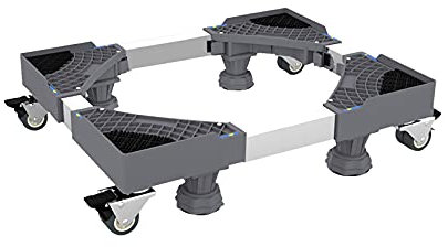 Samnuerly Geräteräder, Verstellbarer Kühlschrank-/Gefrierwagen, Länge 52–74 cm, Breite 47–69 cm, beweglicher Waschmaschinensockel, Klimaanlagensockel für Geschirrspüler, Holzfass (4 Beine, 4 Räder)
