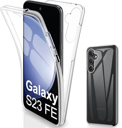 SOGUDE Hülle für Samsung Galaxy S23 FE 5G Handyhülle, 360° Klar Weicher TPU-Stoßstange Schutzhülle, Samsung S23 FE Transparente Silikon Case Cover Vorne & Hinten 360° Komplett-Schutz