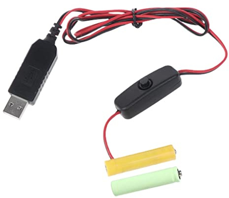 LR03 3A Batterie-Eliminatorkabel 1m USB-Stromversorgungskabel Ersetzt 2 Stück 1,5V 3A Batterien für elektrische Spielzeugtaschenlampen