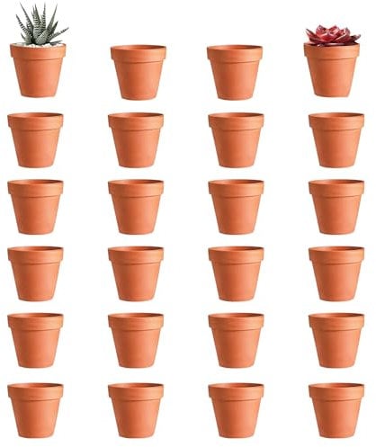 24 Pezzi Terracotta Pot, Piccoli vasi in Terracotta, 3.5x3 cm Pentole per Piante di Argilla, Mini Vasi da Fiori in Terracotta in Ceramica con Foro di Scarico, per Piante Succulente di Cactus