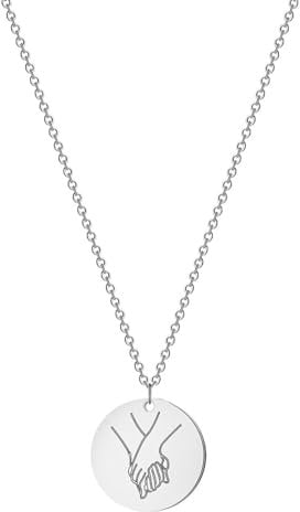 Hmsanase Necklace Pendant Chain Men Women Jewellery Gesture Necklace, Grip Sign Language Necklace, I Love You Sign Language Pendant Necklace S
