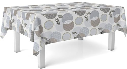 ECOMMERC3 Nappe en Toile cirée Ronde Taille 140 cm, résistante et Facile à Nettoyer pour Votre Table. Nappe en Toile cirée Anti-Taches et imperméable, Blanc