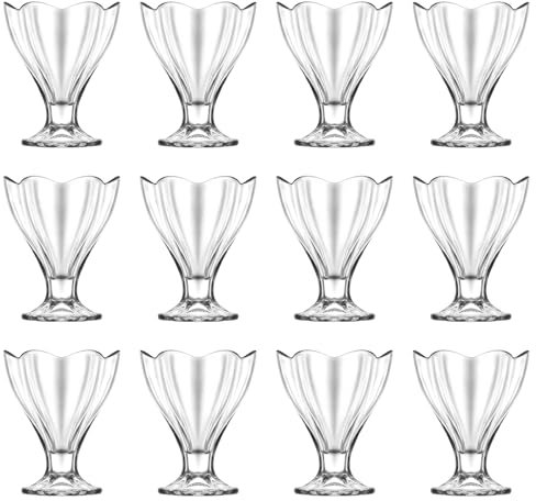 LAV 12x Clear 250ml Lily Glass Ice Cream Bowls - Small Mini Kitchen Fruit Salad Sundae Trifle Dessert Cocktail Pudding Serving Cup Dishes Set