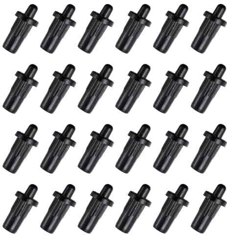 QUARKZMAN 7,5 mm Armoire Porte Réparation Broches, 24 pcs Plastique Amortisseur Remplacement Épingles Ressort Axe Chargé Épingles Meubles Porte Panneau Connecteur pour Volet Cuisine, Noir