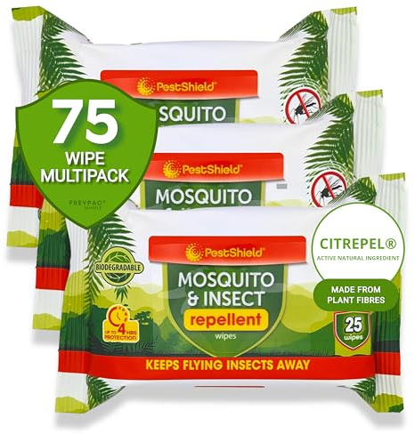 3 Pack Insect & Mosquito Repellent Wipes, DEET Free, Biodegradable