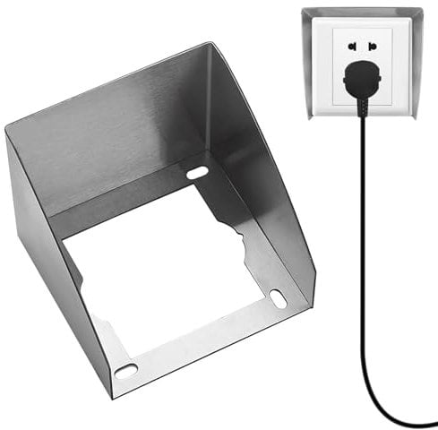 Steckdose Regenschutz Edelstahl, Aussensteckdose Wasserdicht, Steckdosenschutz Aussen, Außensteckdose für Badezimmer, Toilette, Außenbereich