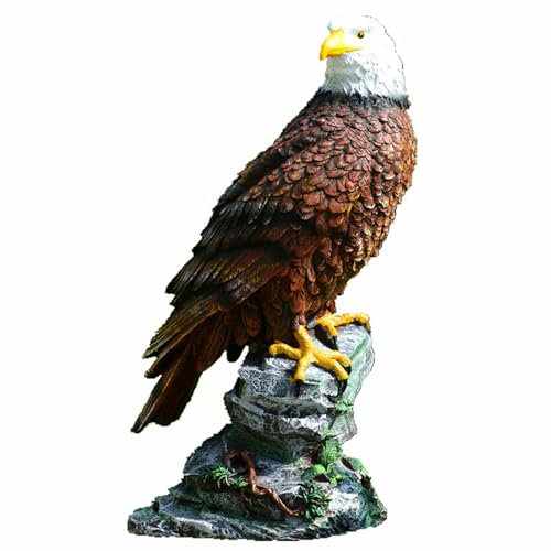 WJUHYGTF Adler Figur Aus Polyresin, Statue Garten Deko Gartendeko Frost Und Wetterfest Stehende Greifvogel Gartenfigur Für Balkon Terrasse Groß Adle,Rot