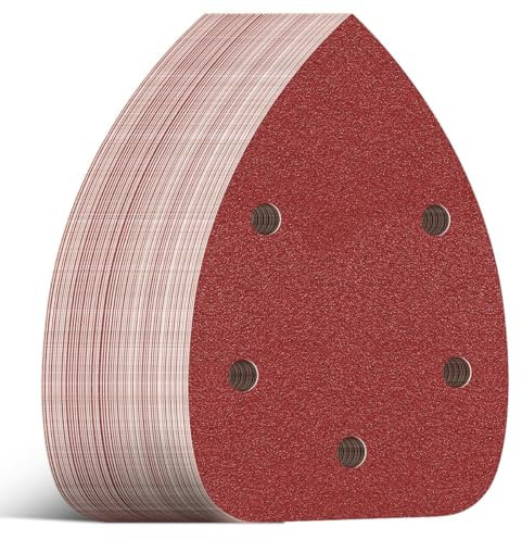 Aucenix Sanding Pads for Mouse Sander: 35Pcs Detail Sander Pads with 5 Holes - Mouse Sandpaper Sanding Discs Sheets with Hook and Loop Assorted 40/60/80/120/150/180/240 Grits for Wood Plastic (70)