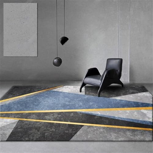 Kunsen 130X190CM Tapis Salon Moderne Abstrait géométrique Salon Zone Chambre à Coucher Bien traité Tapis Sol Gaming Multicolore Tapis Pas Cher Deco Fille Chambre