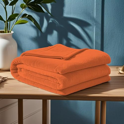 GOUTUI Couverture de Canapé 130 x 170 cm Confortable et Chaude Couverture Polaire Epaisse Polyester pour Chambre Canapé Voyage, Orange