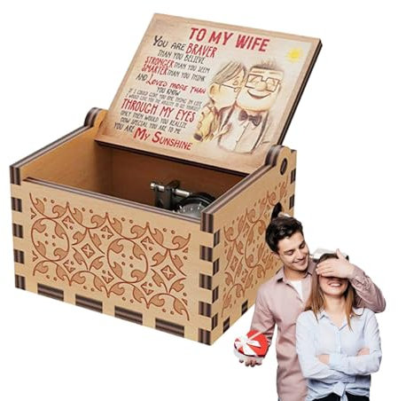 Spieluhr aus – Spieluhr mit Kurbel für Ehefrau | Vintage-Holzspielzeug mit Gravur für Valentinstag, Erntedankfest, Geburtstag, Weihnachten und besondere Anlässe