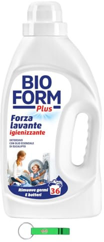 6 X Bioform Detersivo Igiene per il bucato Profumo di eucalipto – Lavaggio in lavatrice liquido – 30 lavaggi 1625 ml + portachiavi Beni Culinari