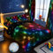 BlessLiving Kids' Duvet Cover Set: Premium Brushed Microfiber 3-Piece Bedding Set - Comfy Double Quilt Cover with Triangle Retro Neon Design for Teens Boys Girls Bedroom