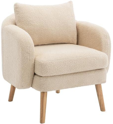Taoplay Ohrensessel mit abnehmbarem Bezug - XXL Lesesessel für Wohnzimmer, Gemütliche Chaiselongue, Teddy Sessel, Beige