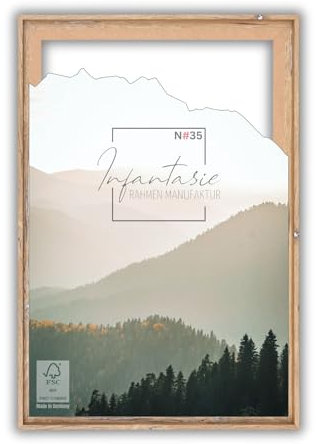 Infantasie 'N°35' Schattenfugenrahmen für 60x80 cm Keilrahmen | Eiche Altholz Silber | MDF-Holz Bilderrahmen für Keilrahmen Leinwände inkl. Aufhänger und Montagematerial