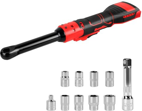 Cacciavite a cricchetto a batteria da 3/8 compatibile con batteria Milwaukee da 18 V, cacciavite elettrico a cricchetto 80 N.m 320 RPM con 8 inserti e adattatore da 1/4