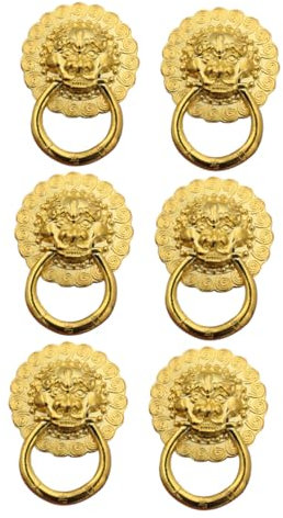 DIYEAH 1 Satz Retro Möbelgriffe DIY Stil Einzelschublade Vintage Löwe Schrankknopf Einfacher Griff Möbelzubehör Möbelknöpfe Türknauf Zinklegierung Golden 6 Stück