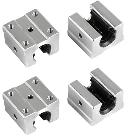 SWAWIS 4 Stück 12mm Öffnen Linearkugellager Gleitblock SBR12UU | Aluminiumlegierung Linear Kugellager, Linearlager Stehlagers für Linearschiene Maschinen Elektronische Geräte CNC