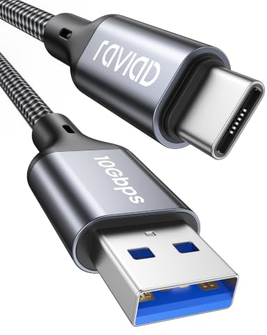 RAVIAD Cable USB C Charge Rapide USB 3.2 Gen 2 10Gbps, 1M Cable USB | vers USB C 3A QC 3.0 Nylon Tressé Cable Chargeur USB C pour iPhone 17 16 15 Plus Pro Max, Galaxy S25/S24, Huawei