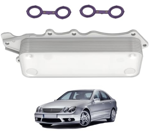 LDLRevX Ölkühler Mit Dichtungen für Mercedes-Benz W203 W204 W212 W213 A6421800165 OM642, Motorölkühler Motoröl 6421880001, 2xDichtung Öl-Wasser Kühler Adapter