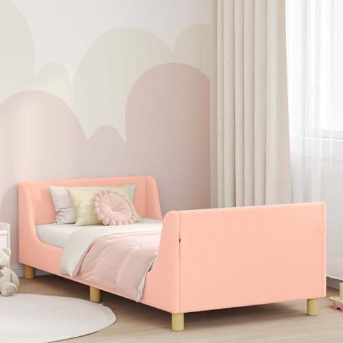 Rantry Rosa Schafstoff Bettgestell mit Lattenrost | Holzwerkstoff | 205x86x60 cm | Modernes Schlafzimmer Model42010865