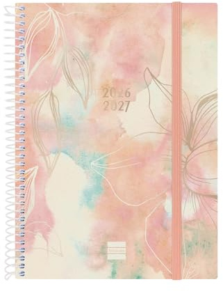 Finocam Espiral Agenda Settimanale 18 Mesi 2026 2027 | Pretty | Internazionale. Layout Settimanale Orizzontale. Luglio 2026 – Dicembre 2027. Organizzazione e Pianificazione