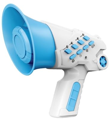 QUXVUIS Mini Megafon Spielzeug mit Stimmverzerrer für Kinder: Sorgt für kraftvollen und klaren Klang und stundenlangen Spielspaß. Handmikrofon mit Stimmverzerrer – ideales , Blau , 10 x 7 x 12.5 cm