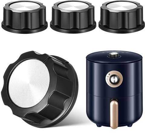 SOLUSTRE Manopola Friggitrice ad Aria in Abs Nero, Set da 4 Pezzi per Sostituzione Manopole del Piano Cottura, Controllo Riscaldamento Efficiente e Facile da Usare