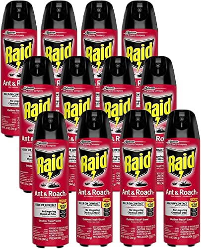 Raid Ant & Roach Killer Spray for Listed Bugs, Insect, Spider, for Indoor Use, Fresh Scent, 12 Oz, Pack of 12