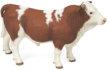 Papo - Tierfigur - Simmentaler Stier, Stolz auf das Leben auf dem Bauernhof, Kinderspielzeug ab 3 Jahren - Sensibilisierung für die Landwirtschaft und den ländlichen Raum