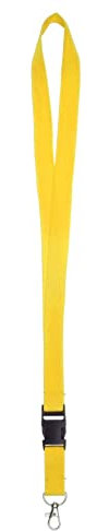 Karteo Schlüsselband gelb mit Karabinerhaken und Schnalle [1 Stück] 20 mm Lanyard Ausweishalter zum Umhängen von Ausweishüllen Kartenhüllen Schlüssel