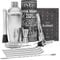 Cocktail Shaker Set + Recipes Book - Premium Stainless Steel Bar Kit: Strainer, Double Jigger, Mixing Spoon | Pro Bartender Making Drinks - Mojito Martini Gin Tonic Maker | Party Gift Box, Women Men