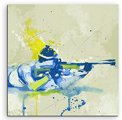 Paul Sinus Art Biathlon IV 60x60cm SPORTBILDER Splash Art Wandbild Aquarell Art