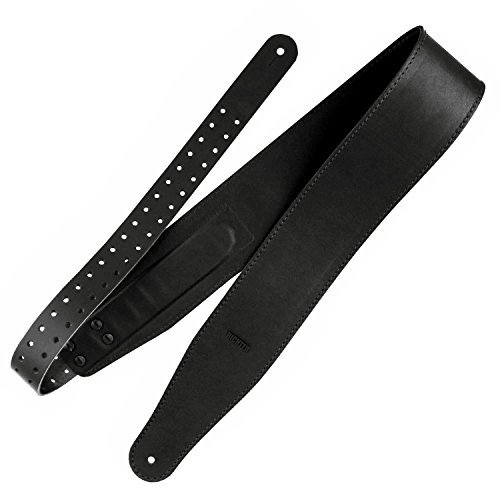 Richter Leder Raw V Nappa Black - Handgearbeiteter Gitarrengurt