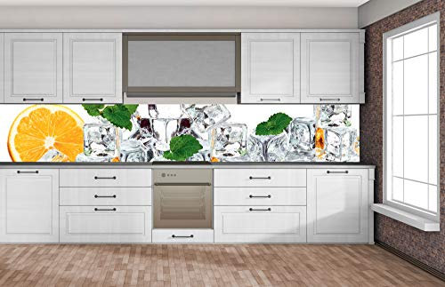Dimex Küchenrückwand Folie selbstklebend Zitrone UND EIS | Klebefolie - Dekofolie - Spritzschutz für Küche | Premium QUALITÄT - Made in EU | 350 cm x 60 cm