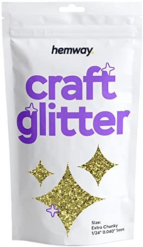 Hemway Craft Glitter 100g 3,5 Unzen Extra-Chunky 1/24 0,040 1 mm (Sand Gold)