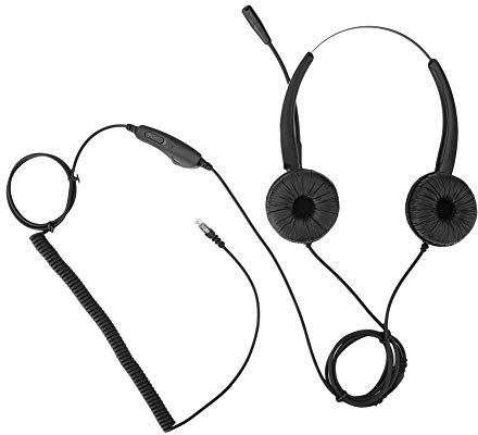 Bewinner RJ9 Auriculares con Micrófono de Centro de Llamadas-Función de Control de Volumen de Bocina Cancelación de Ruido Auriculares para Caja de Llamadas Profesional