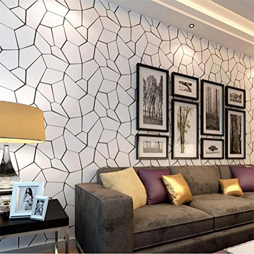 MFFACAI Papier Peint Moderne Minimaliste Noir et Blanc Motif géométrique 3D Relief Papier Peint pour Salon/Chambre à Coucher/Mur de télévision