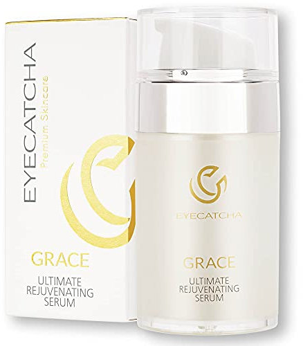 Hyaluronsäure Serum hochdosiert, Anti Falten Serum, 30 ml BIO Hyaluron Serum 100% vegan von Eyecatcha Grace, Antiaging Serum mit Hightech Peptiden, perfekte Basis für Antifalten Cremes