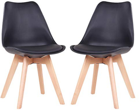 pemora 2-er Set Wohnzimmerstuhl Küchenstuhl Esszimmerstuhl Schalenstuhl Gastrostuhl Buche massiv Milo schwarz