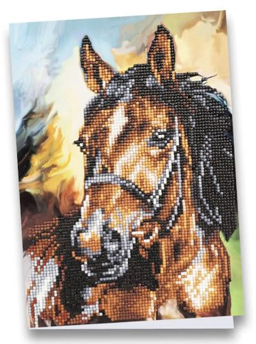 Ideen mit Herz Diamond-Painting-Grußkarte | Din A4 (21 x 29,7 cm) | 370 g/m² | inkl. Umschlag & Werkzeug (Pferd)