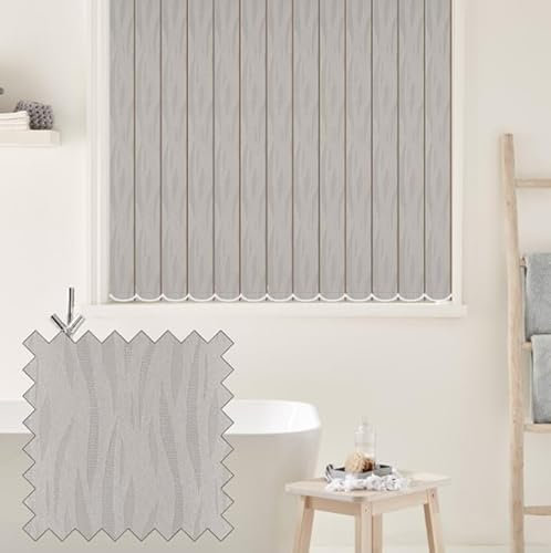 Vertical Blinds - Made to Measure - 89mm - Complete Blind - Dolphin Fabric- GREY (Up To 180cm(1800mm), Up To 130cm(1300mm))