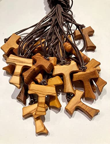 Tau 50 Stück Höhe wählbar 3 cm oder 2,5 cm aus Olivenholz, Kreuz des Heiligen Franziskus von Assisis mit den 3 französischen Noppen (50 Stück 2,5 cm)