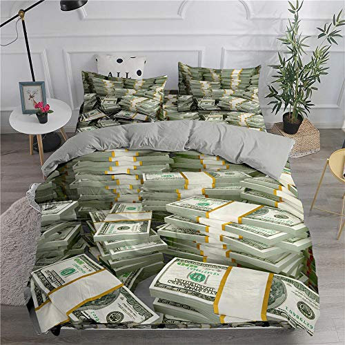 WJYMJJ Bettwäsche Bettbezug Geldscheine Bettwäsche Set Hypoallergen Weich Mikrofaser Bettbezug Set Band 2 Kissenbezug 135 x 200 cm