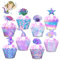 24 Stück Meerjungfrau Cupcake Toppers und Wrappers, Kuchen Dekoration für Geburtstagsparty, Baby Shower, Hochzeit und Dessertdekoration