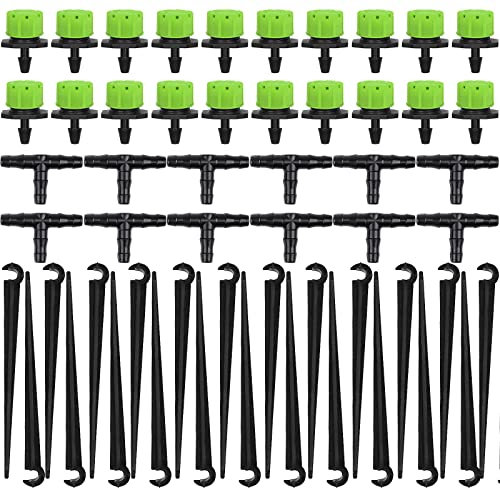 Kalolary 150PCS Kit di Irrigazione a Goccia, Irrigazione a Goccia Sistema Gocciolatore Irrigazione Regolabile Tee tubi Connettore Gancio Fisso Titolare Supporto per Giardino Serra, Patio, Prato(Verde)