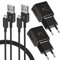 KAIMENGLONG 2 Pack Adaptives Schnellladegerät, USB Ladegerät Netzteil mit 1,5m Micro-USB Ladekabel für Samsung Galaxy S7/S6/S2 S3/S4/S5 Edge/J3/J7/ Note 5, LG Stylo 2 3 Plus, Moto G5/E6/E5/E4