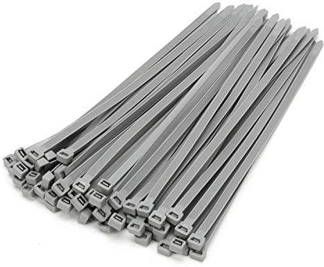 XINGO 100 piècesColliers de Serrage professionnelles, Gris-300mm x 7.6mm, Autobloquant, Attache Câble Résistant aux UV, Idéale pour l'intérieur et l'extérieur