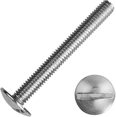 Techtanium® Flachrundschrauben M6 x 70 mm mit Schlitz aus Edelstahl A2 (10 Stück) | Becherschrauben | Rundkopfschrauben | Bordwandschrauben