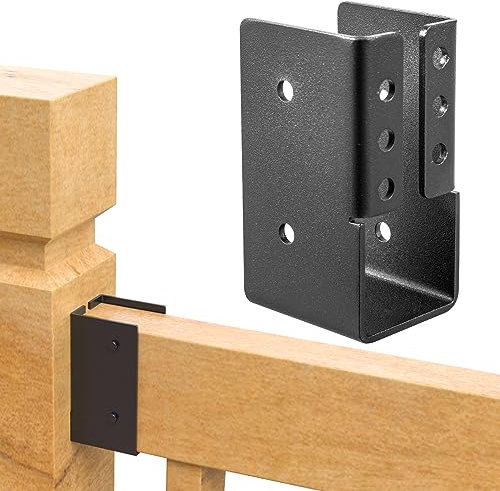 TROPTOLKY 12PCS Concealed Joist Hangers, 2”x 4” Q235 Steel Joist Brackets for Wood Rail, Black, Anti-Rust Coated, Joist to Joist/Beam Mounting